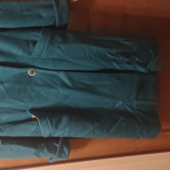 Vintage Ashley Scott green gold wool USA made full long length wrap trench coat - Picture 3 of 11